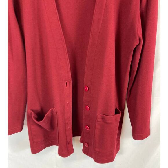 Lands End Button UP V Neck Cardigan Sweater Red Size XS - Picture 2 of 4